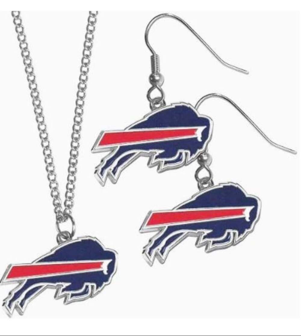 Buffalo Bills Dangle Earrings & Chain Necklace Set